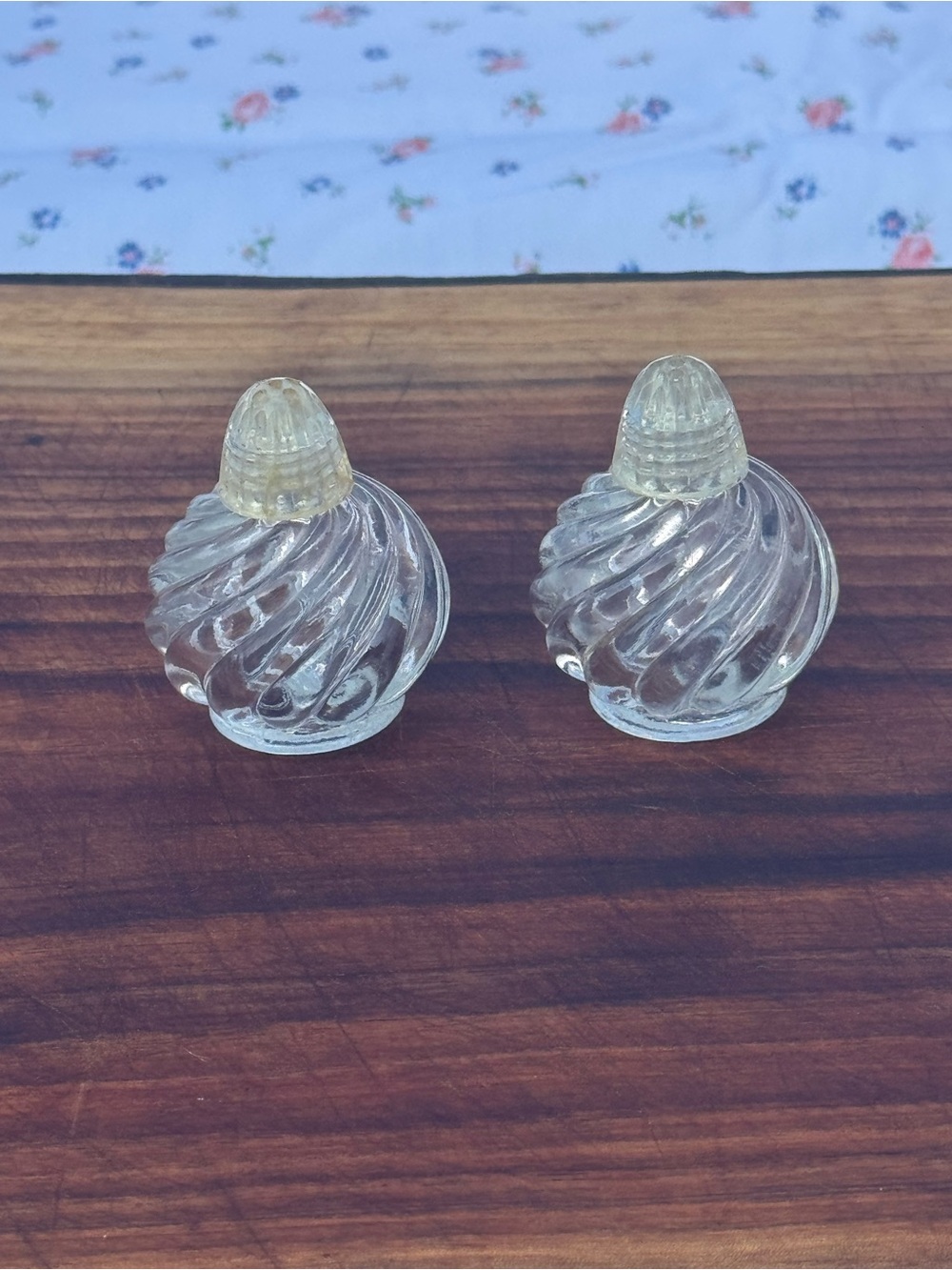 Vintage Irice Swirl Glass Salt & Pepper Shakers